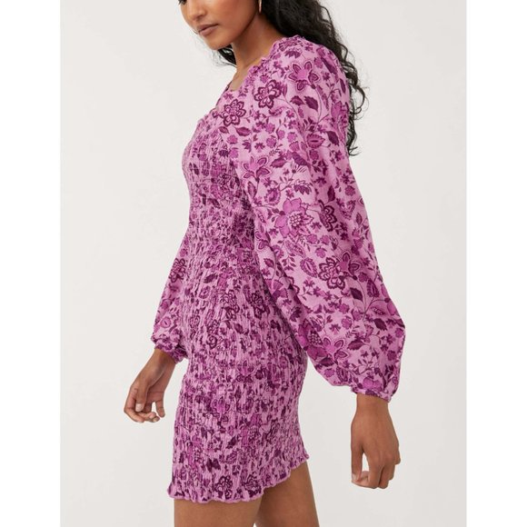 🎉LAST CHANCE🎉 NWT Free People Smock It To Me Mini Dress / Azalea Combo - Picture 2 of 7